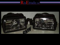 Designlampor/styling - BMW - BMW 5 er E34 - Dimljus klarglas kromade med projektorlins BMW E34.