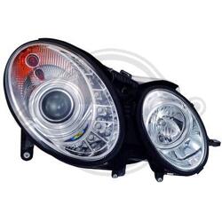 Designlampor/styling - Mercedes - W211 - Designstrålkastare set till MB W211 med LED DRL, krom 02-06