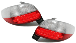 Designlampor/styling - Peugeot - Peugeot 206 , 98-06 klarglas bakljus i rödvitt led