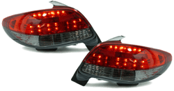 Designlampor/styling - Peugeot - Peugeot 206 , 98-06 klarglas bakljus i rödsvart led