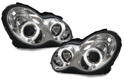 Designlampor/styling - Mercedes - W 203 C-klass - Merc.W203 C-klass - Angel Eyes Strålkastare Krom